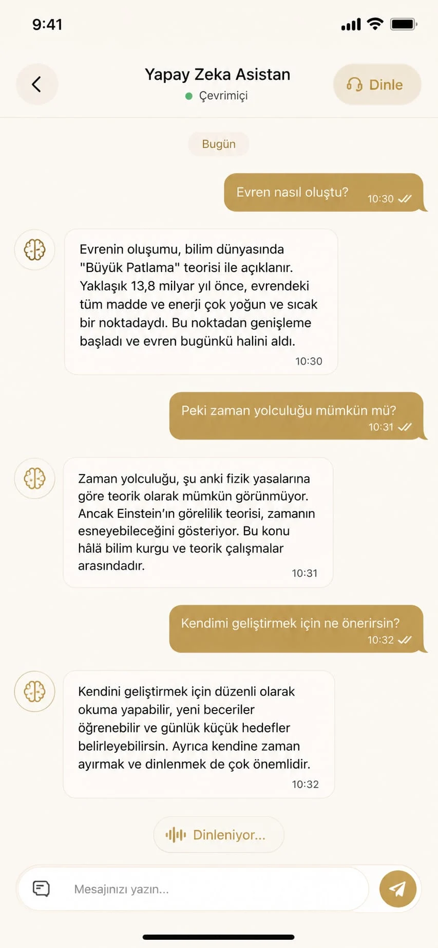 Basit Yapay Zekâ Asistan Uygulaması önizlemesi