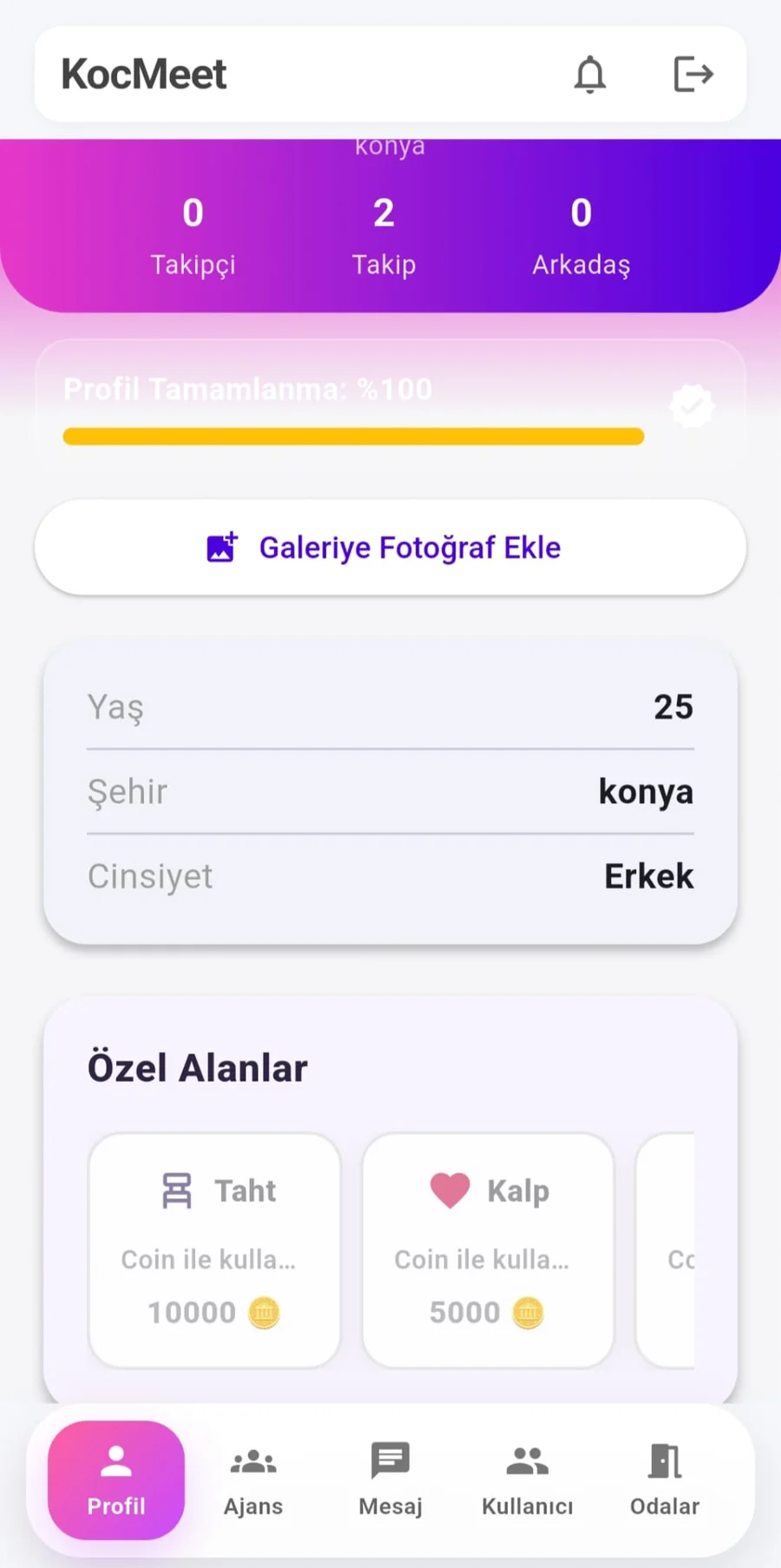 KoçMeet Sohbet Uygulaması önizlemesi