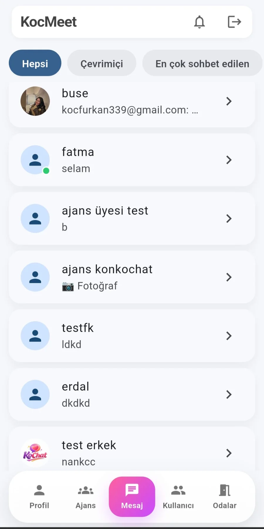 KoçMeet Sohbet Uygulaması ekran görüntüsü 3